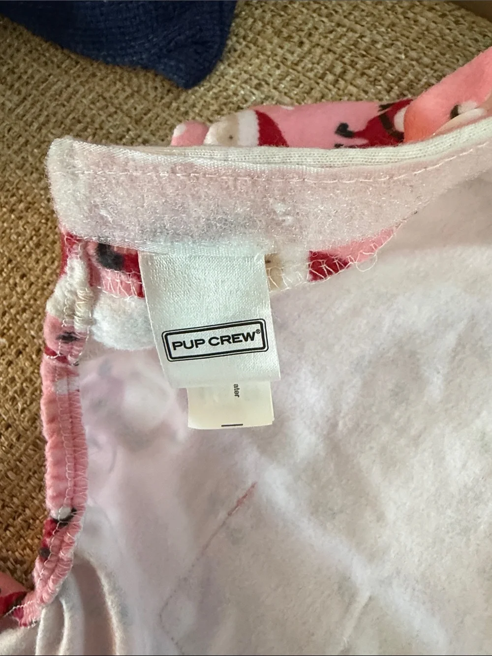 Pink Santa Print Fleece Dog Pajama Onesie